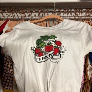 Strawberry Graphic Women's Tee - White